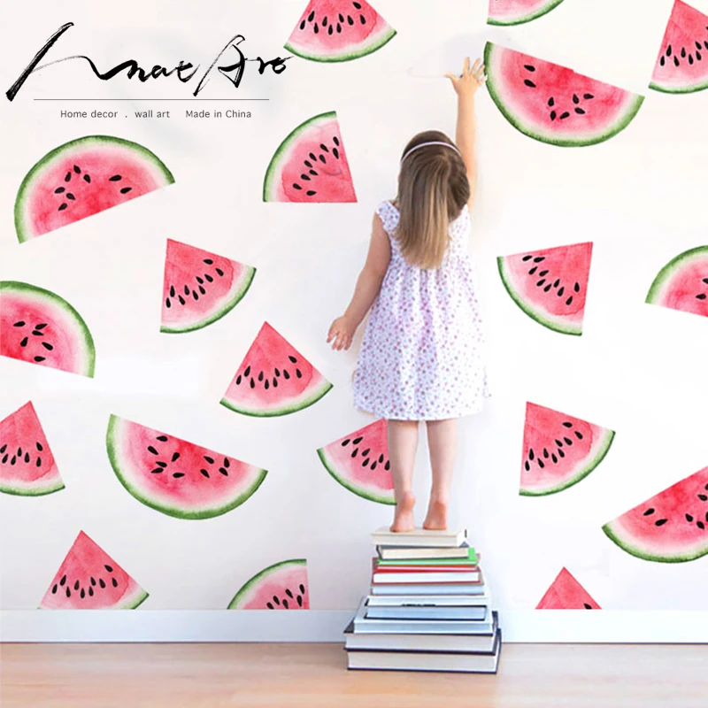 

Watermelon sticker kids room decoration Watercolor wall stickers muraux for kids rooms diy art bedroom accessories kitchen decor