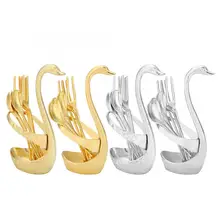 Лебедь из нержавеющей стали в форме вилки ложки держатель с 3 ложки 3 вилки