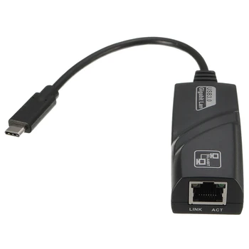 

Type-C Port to RJ45 Gigabit Ethernet LAN Network Cable USB 3.1 Adapter Black