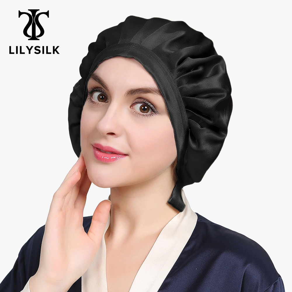 LilySilk 100% Silk Sleep Caps Band Hats Women Sleeping 19mm Elegant Ribbon Frill Hair Care Night Free Shipping | Аксессуары для