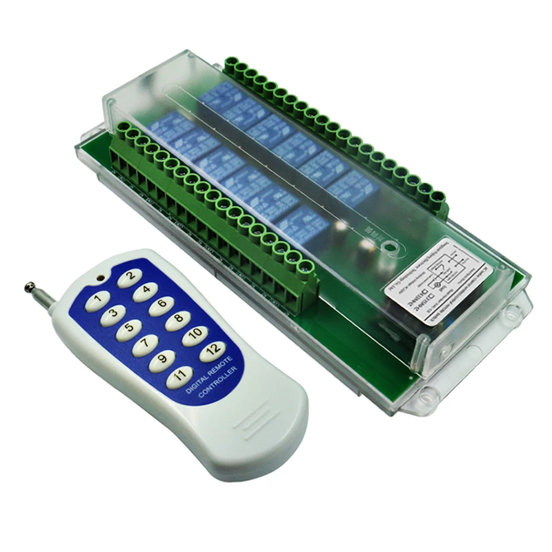 433MHz 12CH Wireless Remote Control Switch 12 Buttons AC 220V Channel Relay RF Transmitter Receiver | Электроника