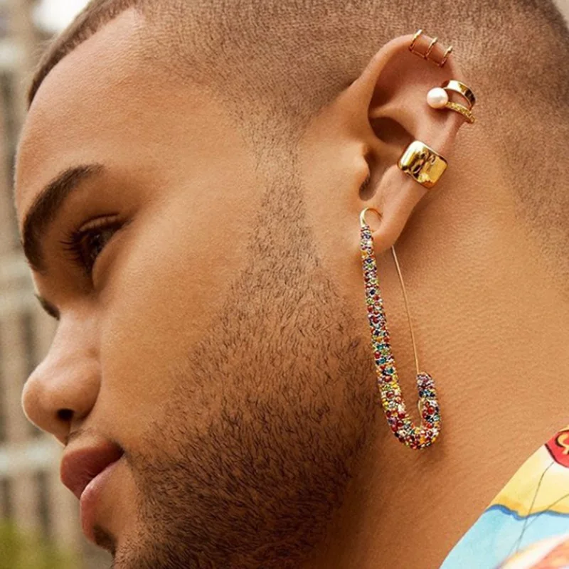 

2019 Hot Fashion Exquisite Safety Pin Earrings for Women Newly Unique Multicolor Design Earring Jewelry Accessories Wholesale