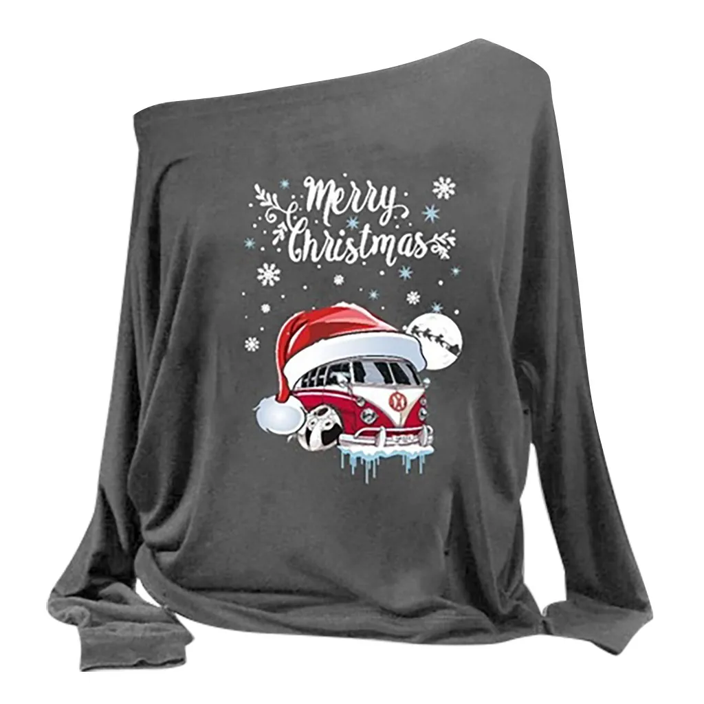 

Marry Christmas Tshirt Women Fall Tee Tops Santa Claus Print Loose Female T-Shirts Plus Size Harajuku Shirt Women Clothes
