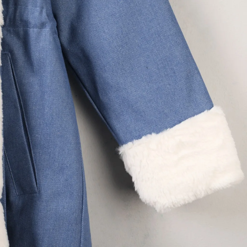 1 шт. Женское Пальто флисовое зимнее хлопковое повседневное с длинным рукавом стиль джинсовая куртка с капюшоном пальто рыбий хвост с длинными рукавами пальто A123