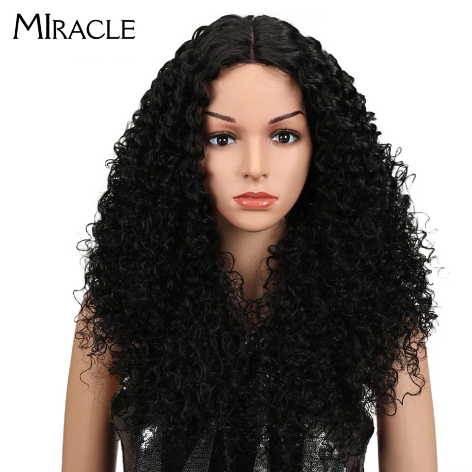 Чудо Волосы Кудрявые кудрявые синтетические парики на кружеве для черных женщин афро кудрявые парики 2" дюймов 3" цвета доступны средний черный