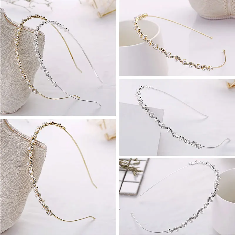 

1PC Crystal Rhinestone Pearl Hair Hoop Headband Bridal Wedding Hair Accessories Nice Women Korean Version Of Rhinestone Headband