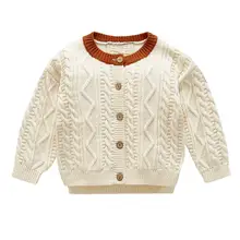 Детский Теплый свитер на осень-зиму для маленьких мальчиков и девочек, куртка-пуховик, вязаные топы, кардиган, модная верхняя одежда