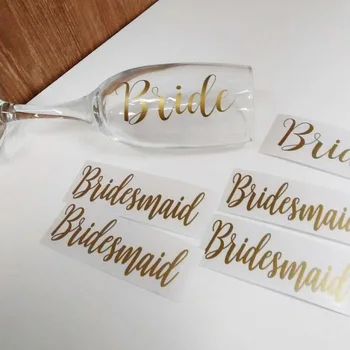 

Champagne glass decal, Wedding Name Vinyl Sticker ONLY, DIY party glasses, bridal bridesmaid personalised PW958