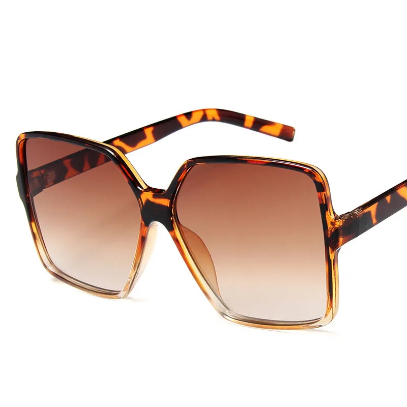 YOOSKE Винтажные Солнцезащитные очки больших размеров для женщин и мужчин, роскошные брендовые черные коричневые солнцезащитные очки с большой оправой, женские солнцезащитные очки - Цвет линз: C4leopard