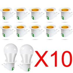 10PCS E27 LED base bulb socket to European plug lamp socket bulb adapter converter with ON OFF button switch lighting