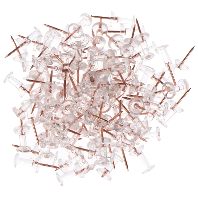 Chinchetas transparentes de oro rosa para oficina y escuela, 100 Uds., chinchetas de tablero, tachuelas de dibujo para pared de fotos, suministros escolares