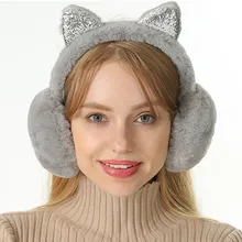 Женские наушники Мультяшные кошачьи уши ветрозащитные уши теплые регулируемые наушники-MX8