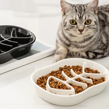 

Ceramic Fish Bone Design Pet Dog Feeding Food Bowls Puppy Slow Down Eating Feeder Dish Bowel Prevent Obesity Dogs Supplies