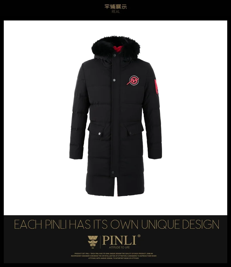 Sobretudo Ограниченная серия, пуховик Pinli, новое зимнее мужское приталенное пальто средней длины с шерстяным воротником B194208812