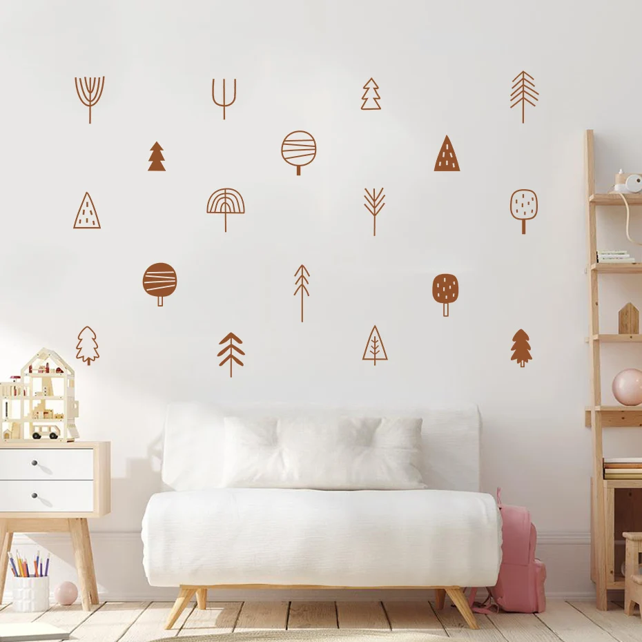 Woodland Trees Boho Wall Stickers Decals PVC Removable Nursery Decor ...