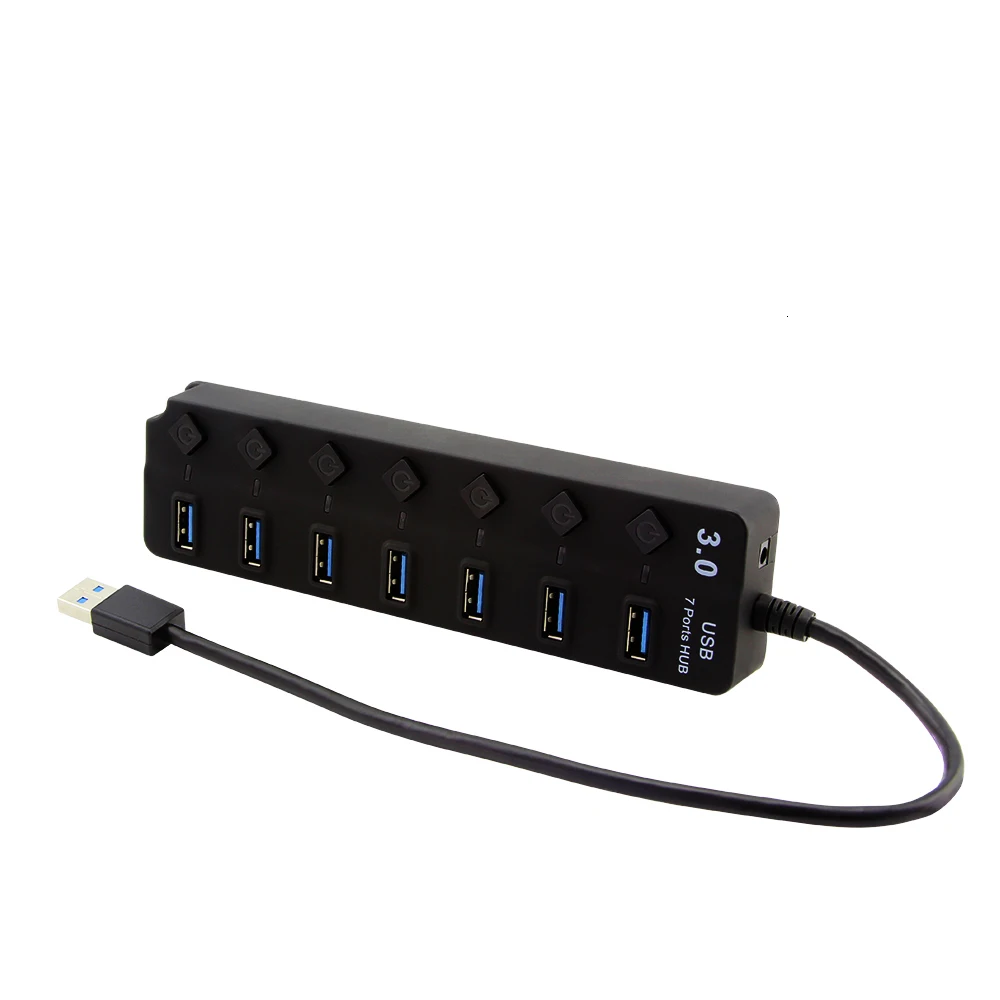 CHYI 7 портов Usb Hub 3,0 мульти Usb3.0 хаб 5 Гбит/с Супер Скоростной сплиттер с переключателем вкл/выкл адаптер питания аксессуары для ПК компьютера
