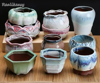 

Succulent Flowerpot Ceramic Plant Flower Pots Creative Simple Retro Planter Pots Home Office Decoration Crafts Flower Pots ZM08