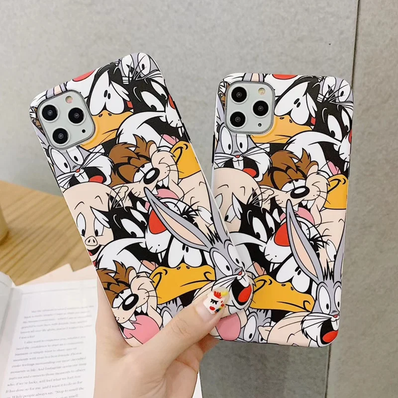 

Cartoon Bugs Bunny case for iPhone 11 11pro max xs x xr 7 8 6 6S Plus TweetyBird Daffy Duck Looney Tunes soft matte cover funda