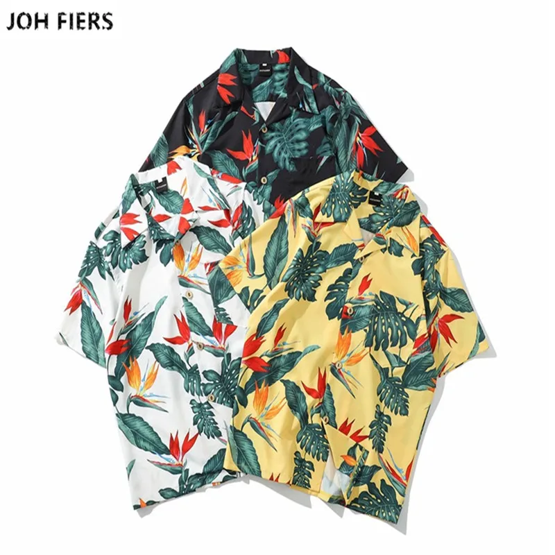 

2019 Casual Printed Short Sleeve Shirt Men Street 2019 Hawaii Beach Women Fashion Short Sleeve Shirts Harujuku Mens 1424