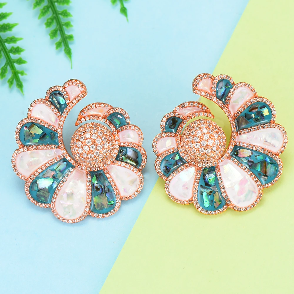 

SISCATHY 5Colors Handmade Stud Earring Romantic Gorgeous Luxury Cubic Zirconia Opal Earrings for Women Daily Party Accessories