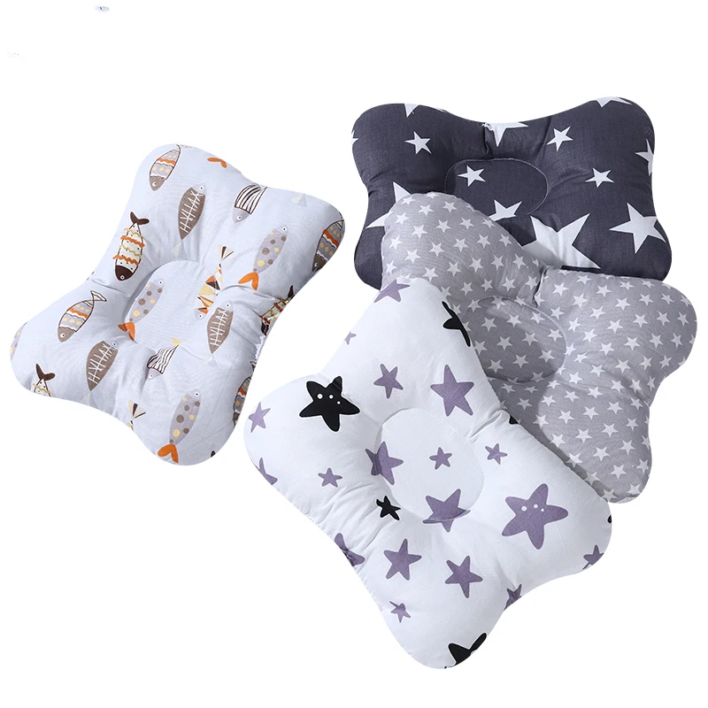 Enfermería almohada para bebé recién nacido dormir apoyo cóncavo de dibujos animados almohada impreso forma cojín previene la cabeza plana
