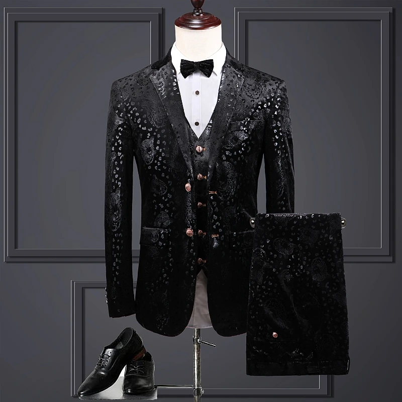 Азиатский размер 2019 новый роскошный бренд Черный Модный цветочный принт мужской