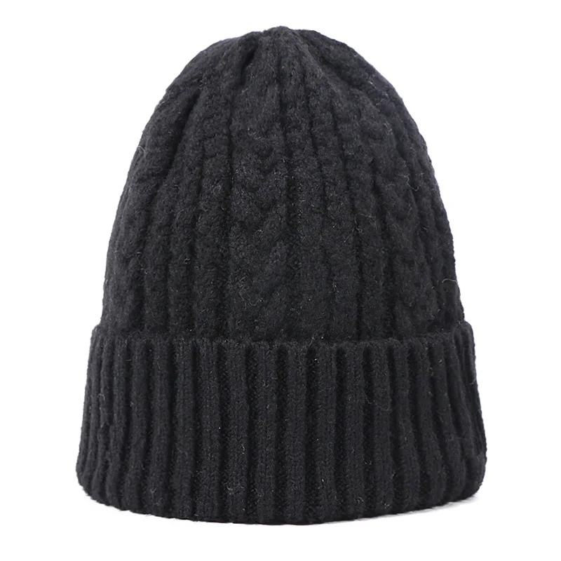 Вязаная Шерстяная Шапка Skullies Beanies для мужчин и женщин Зимняя безопасная шапка Толстая теплая хлопковая шапка Уличная Повседневная однотонная Кепка в стиле унисекс - Color: B