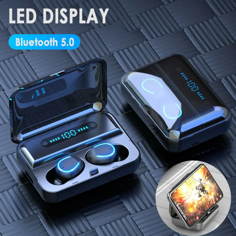 Bluetooth 5 0 Headset TWS Wireless Earphones Mini Stereo Music Gaming Earbuds LED Display Earphone Waterproof 2019