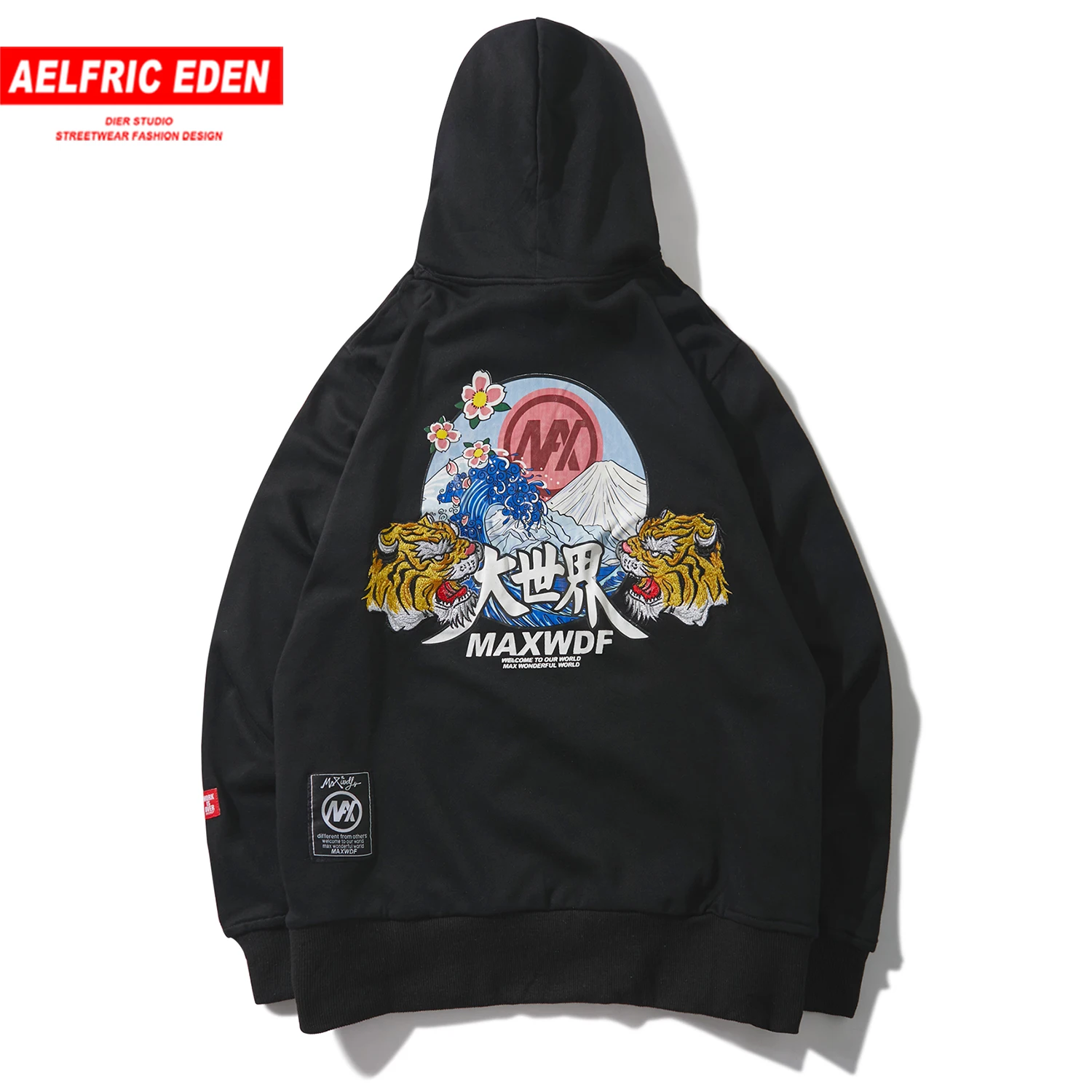 Aelfric eden с забавным тигром балахоны с вышивкой мужские Harajuku Повседневный пуловер модные хип хоп толстовки с капюшоном уличная верхняя одежда