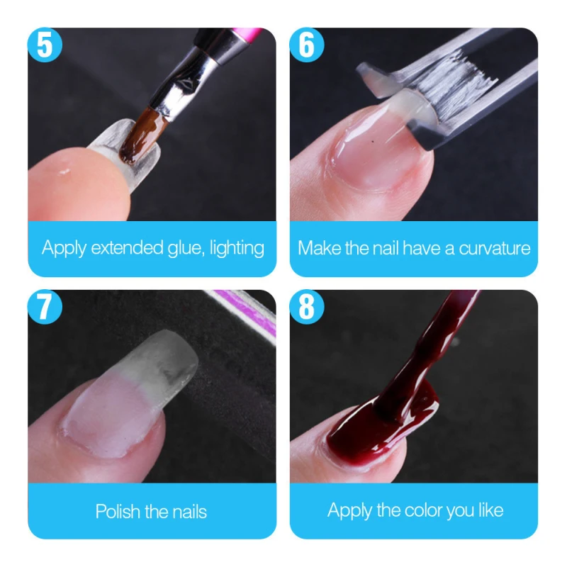 1 м ногти "сделай сам" Белый гвоздь для наращивания ногтей Советы DIY Дизайн ногтей стекловолокно для УФ гель акриловые ногти инструмент для спа 5* закрепительный зажим