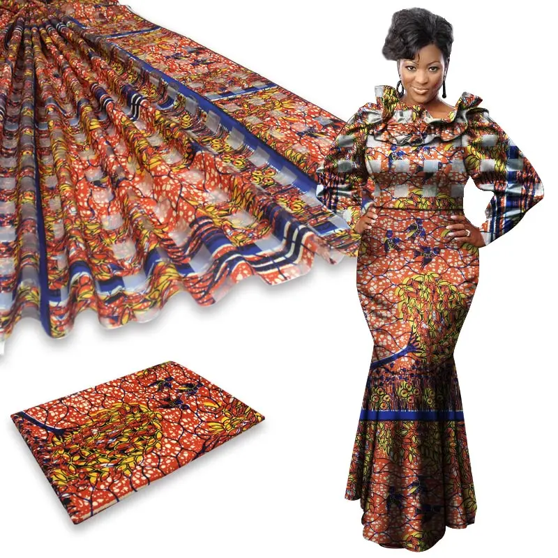 Новейшая модель; горячая Распродажа Гана Стиль атласные шелковые ткани с лентой из органзы Африканский Воск дизайн YB2