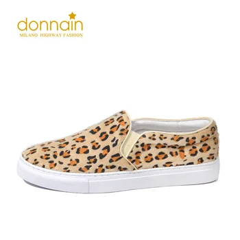 

DONNAIN Slip on Fashion Leopard Flat Shoes Women Shallow Casual Lazy Loafers Round Toe Low Heel Lady Horsehair Footwear