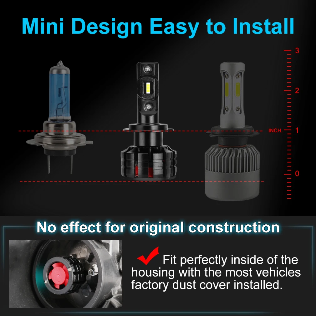 2Pcs H1 H3 H4 H7 Led Canbus H8 H11 HB3 9005 HB4 9006 Led Headlights Mini 100W 16000LM Car Light Bulbs Automobiles Auto Lamp led car lights,led lights,led bulbs,led headlights,led car headlights,car headlamps
