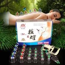 Potes de vácuo com 24 copos, ventosa com massagem magnética chinesa, terapia de acupuntura e massagem relaxante