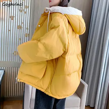 

Parkas Women Patchwork Korean Style Hooded Winter Coats Pockets Harajuku Students 2020 New Womens Clothes Plus Size Casual Loose