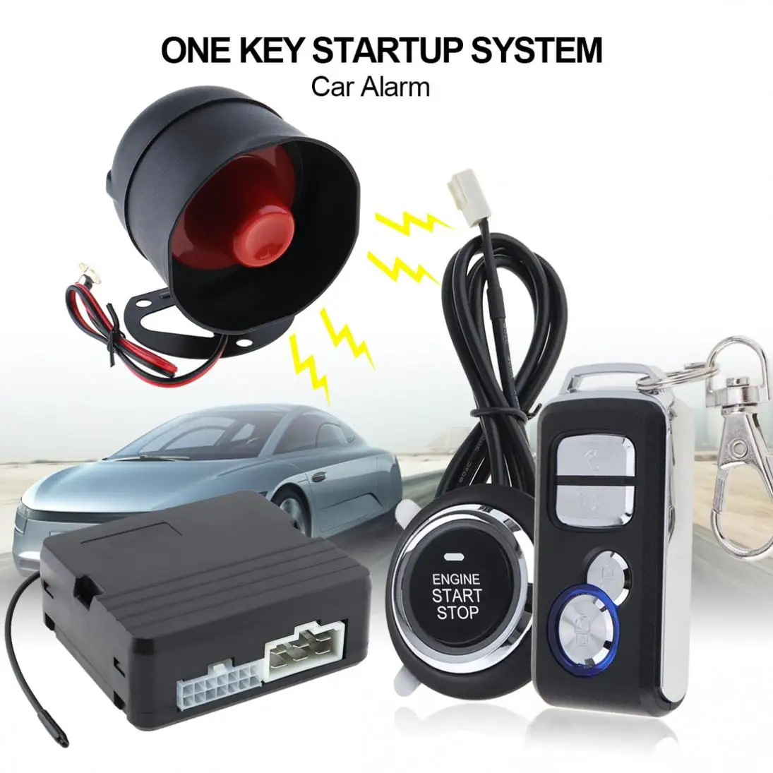 

Universal Cars Alarm System Remote Start Stop Engine System with Auto Central Lock and Remote Keyless