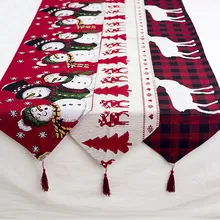 180*35 см льняной Рождественский лось снеговик Настольный бегун Счастливого Рождества украшения для дома год Navidad рождественские украшения