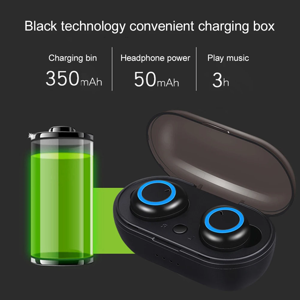 Наушники-вкладыши TWS Bluetooth мини Беспроводной наушники-вкладыши гарнитура 1-к-2 близнецов стерео наушники цифровой Шум снижение вкладыши с зарядным отсеком