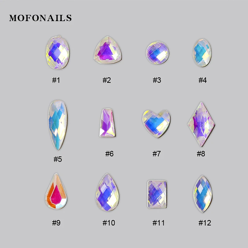 

100pcs/lot Nail Gems Rhinestone AB Color Flat-back Nail Crystals Strass Gems Stone Colorful 3D Nail Tip Gem Accessory Decoration