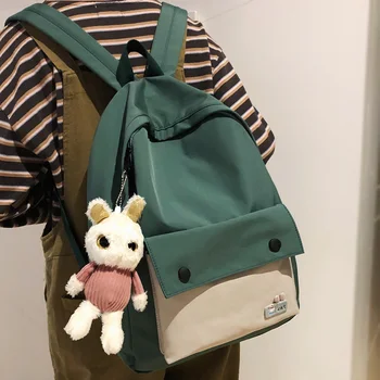 

Women Button Nylon Backpacks College Student Female School Bag Kawaii Girl Harajuku Backpack Cute Fashion Book Bag Ladies Luxury