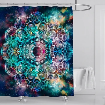 

Shower Curtain 3D Printing Waterproof Starry Fantasy Mandala Pattern Curtain Washable Fabric Shower Curtain Bathroom 180x200cm