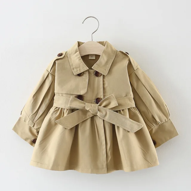 Children's Clothing 2022 Girls' Coat Kids Jacket Children's Spring Autumn Korean Style Cute Long Trench Baby Girls Windbreaker 1