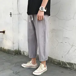 Harajuku повседневные брюки мужские дикие хлопковые брюки длиной до щиколотки 2019 новые свободные модные однотонные шаровары брюки большого