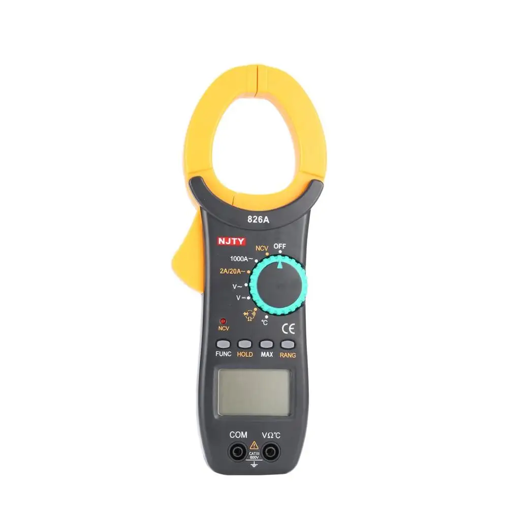 

Digital Clamp Meter NJTY DC/AC Volt Amp Ohm Diode Multimeter Ammeter Multitester Current Voltage Resistance Tester NCV826A