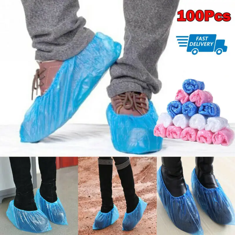 

100PCS Disposable PVC Plastic Over Shoes / Shoe Boot Covers Carpet Protectors