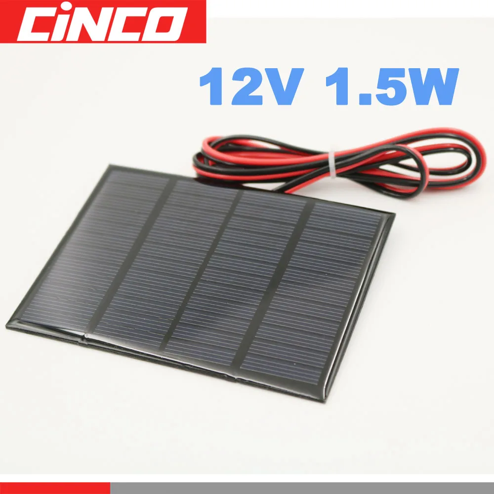 12V 1.5W 125mA extend wire Solar Panel polysilicon DIY battery charger small mini solar cable toy light | Обустройство дома