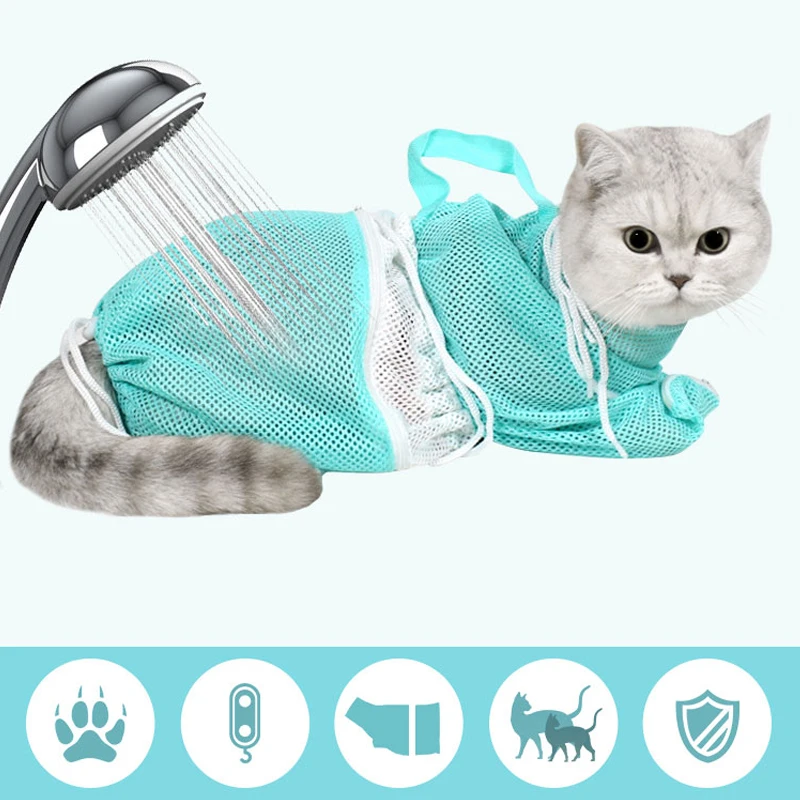 Mesh Cat Grooming Bathing Bag Cat Washing Bath Bag Restraint Cat Grooming Bag 