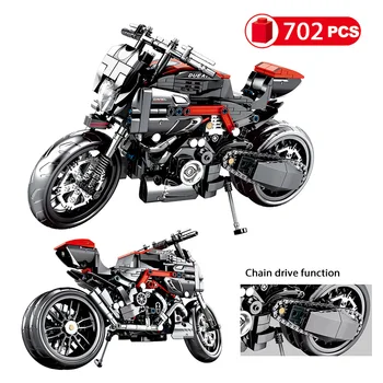 

702pcs Technic Motorcycle Model Building Blocks City Motorbike Motor Car Bricks Creative Educational Toys for Boys Children