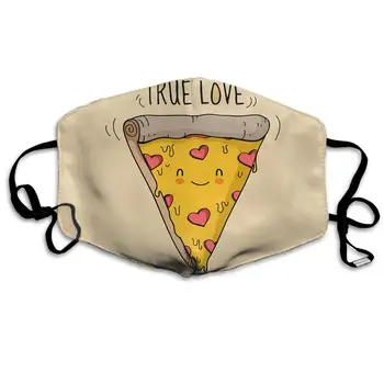 

Swono Mask Pizza,Cute Cheese Pizza Triangle with Quotes Ture Love Polyester Anti Dust Face Mask-Washable and Reusable Mask for