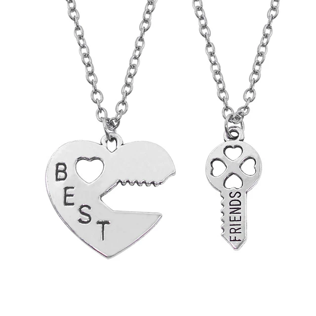 Fashion Best Friends Honey Love Couple Pendant Necklace 2 Pcs/ Set Rainbow Broken Heart BFF Good Friends Friendship Jewelry Gift 8